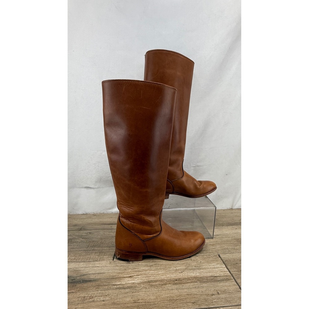 Frye Campus Tall Boots Cognac Leather Made in USA 7M06719 Womens 7.5 M